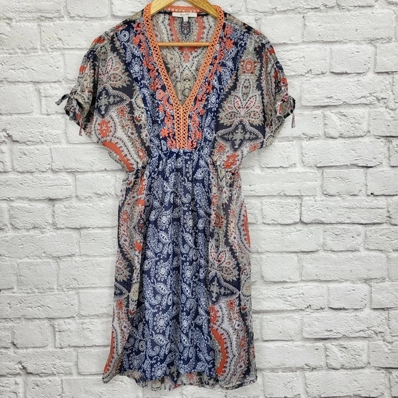 MISS ME Semi Sheer Lined Flowy Elastic Waist Dress Size XS - Picture 1 of 13